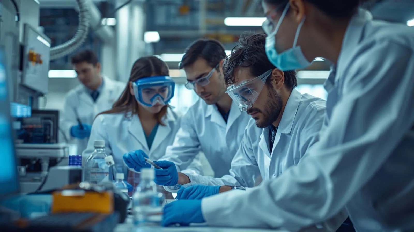 Laboratory team testing petroleum samples